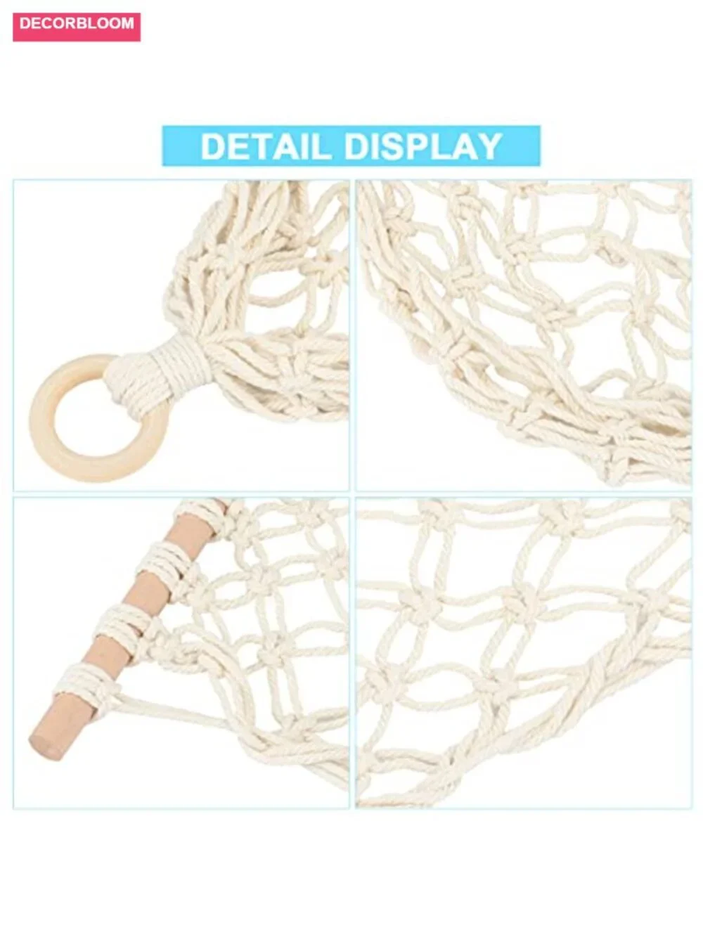Cotton Hanging Fruit Hammock Under Cabinet Storage with Hooks